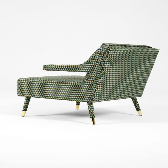 image of Midcentury green silk lounge chair