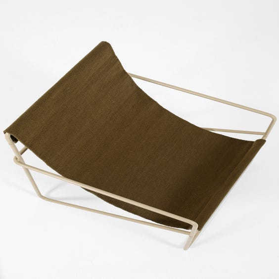image of Muted olive low slung garden chair