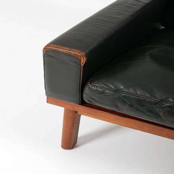 image of Midcentury black leather chair