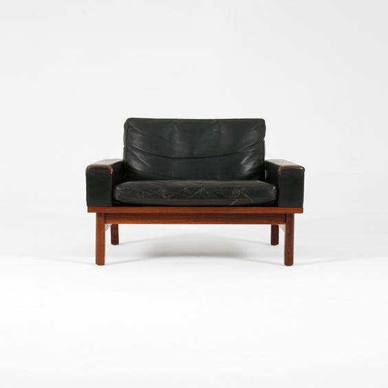 image of Midcentury black leather chair