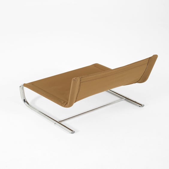 image of Midcentury caramel canvas lounge chair