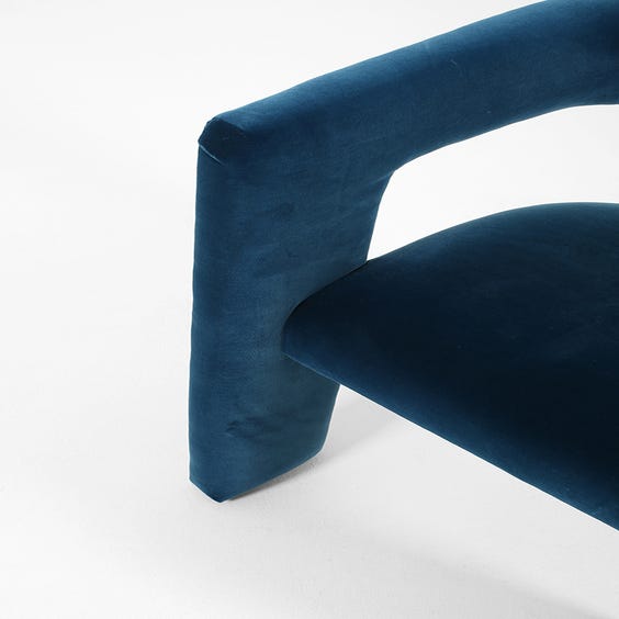 image of Blue velvet sculptural armchair