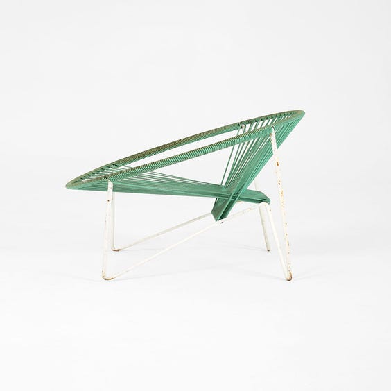 image of 1950's apple green spaghetti garden chair
