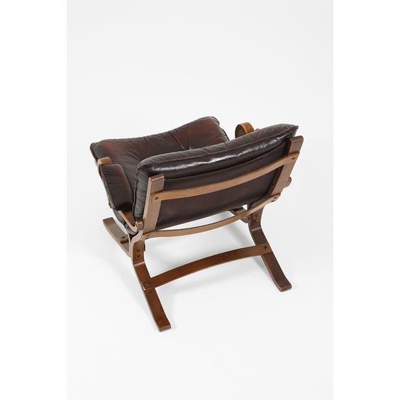 image of Midcentury Danish dark cherry leather lounge chair