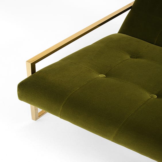 image of 1970's moss green velvet armchair