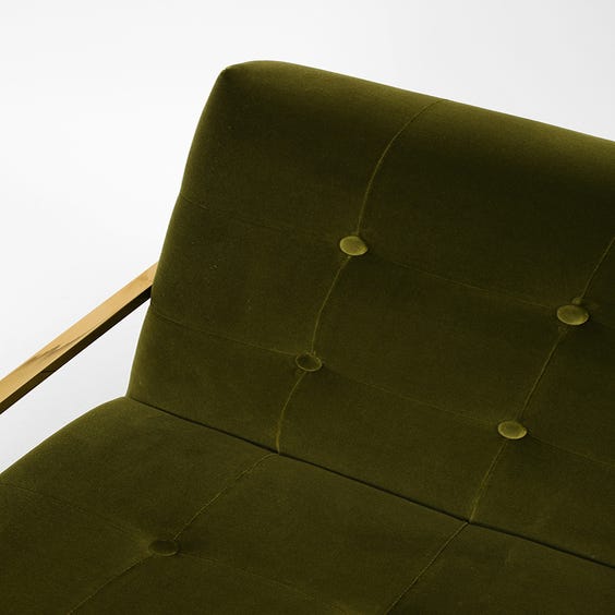 image of 1970's moss green velvet armchair