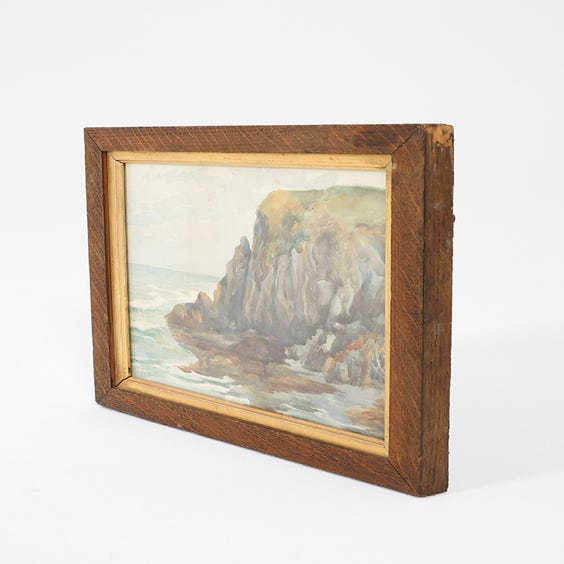 image of Watercolour painting of rocky coastal cliff