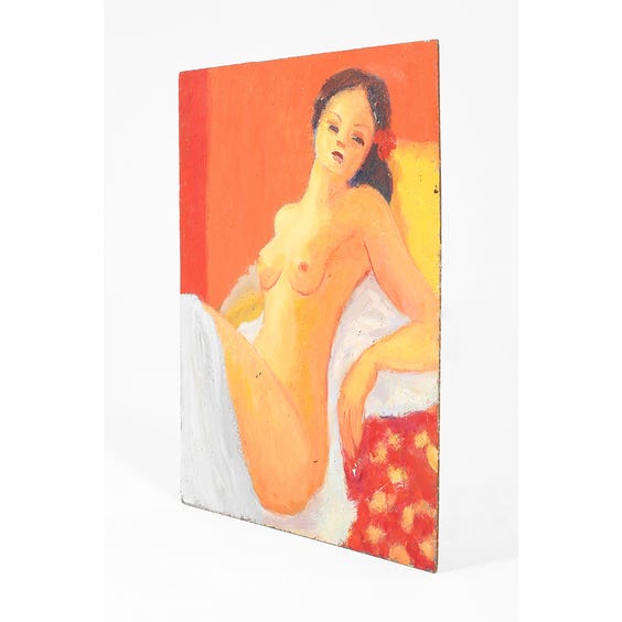 image of Nude woman in orange yellow and red�