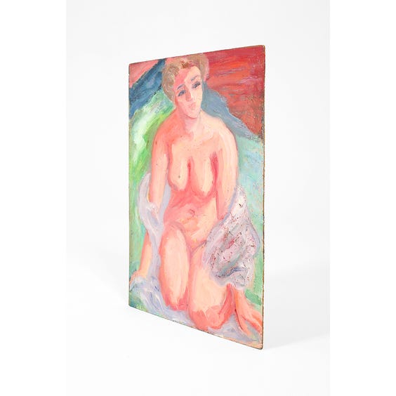 image of Nude woman in peach green and lilac