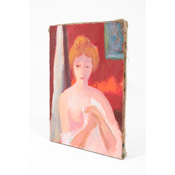 image of Vintage oil painting of semi nude woman