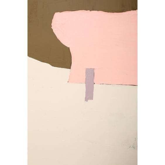 image of Large brown off white pink and aubergine abstract painting