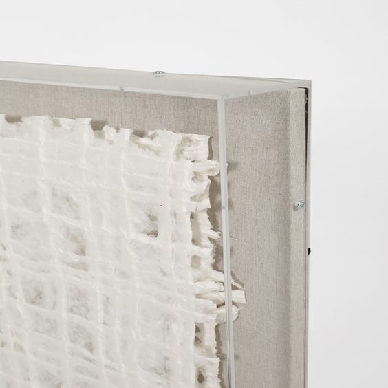 image of Modern white layered papier mache 3D grid