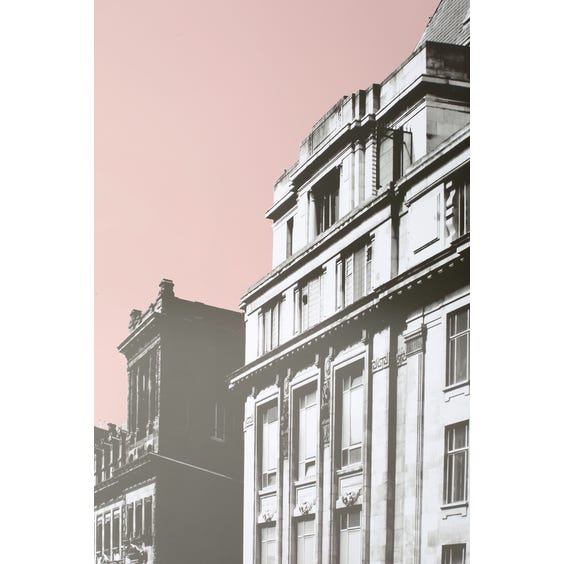 image of Print of city building with dusky pink background