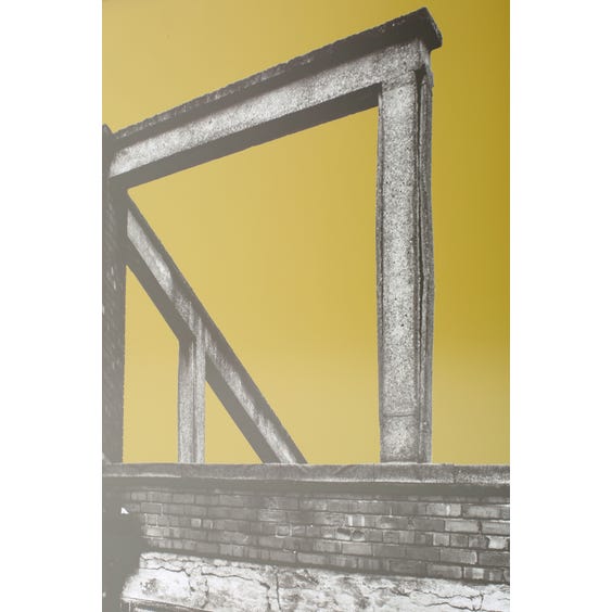 image of Print of industrial building with lime gold background