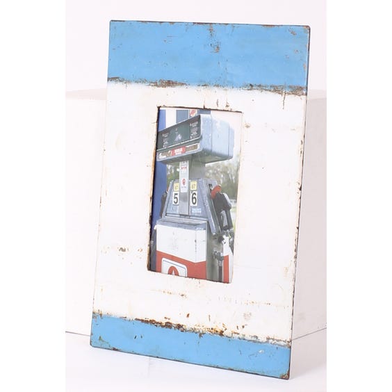 image of Blue white 'oil drum' empty frame