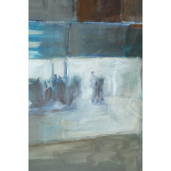 image of Turquoise grey and white abstract painting