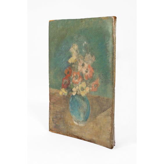 image of  Red peach and pale yellow flowers painting