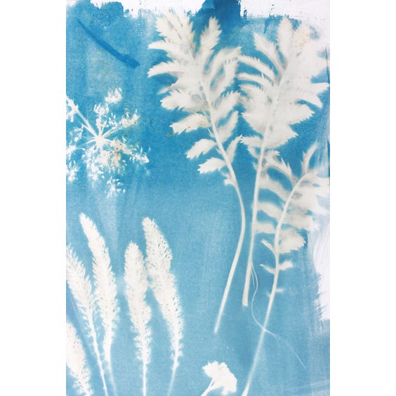 image of White and blue feathers print