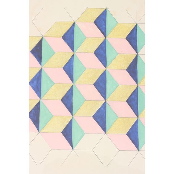 image of Modern geometric cubic pink painting