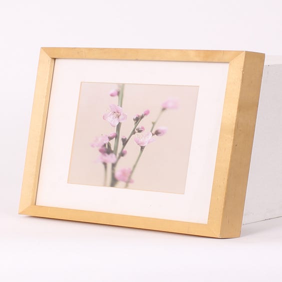 image of Square pink blossom beige print