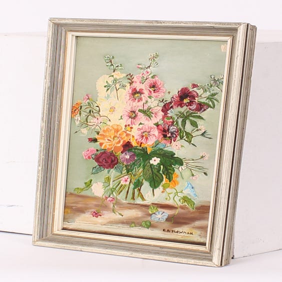 image of Oil painting of bright flowers