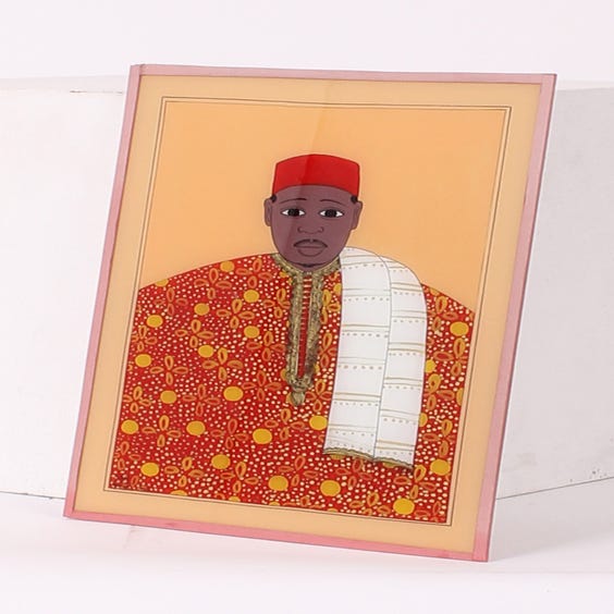 image of African red man glass painting