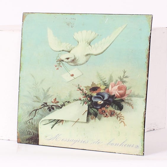 image of Metal plaque dove and envelope