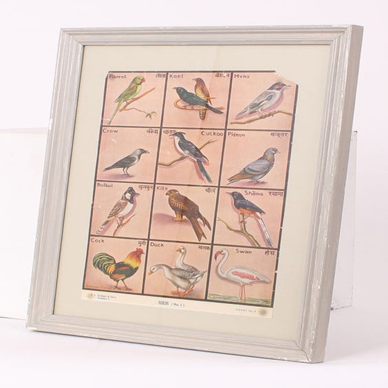 image of Indian 'birds' brown chart print
