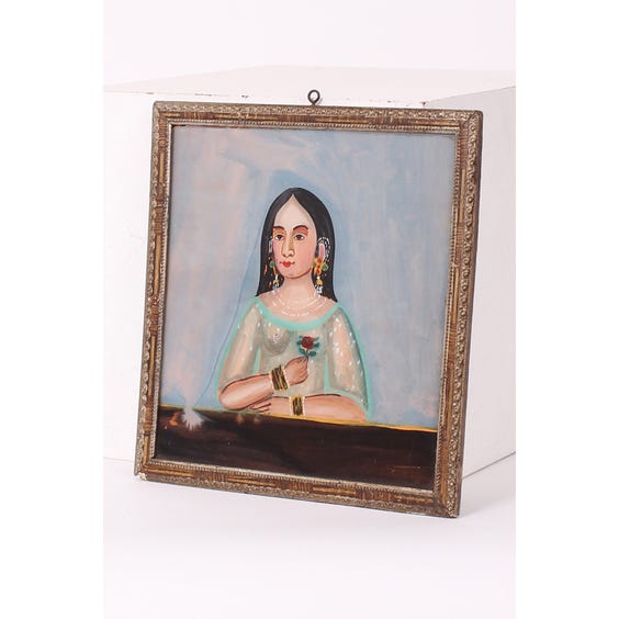 image of Indian female painted glass portrait