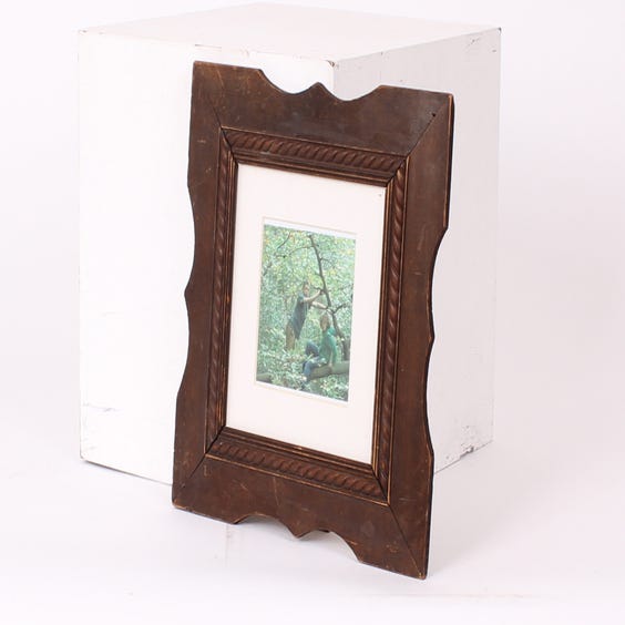 image of Empty square carved darkwood photoframe