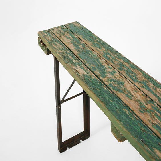 image of Distressed green wooden bench