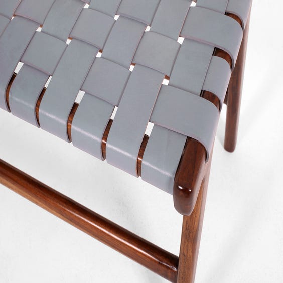 image of Grey woven leather bench