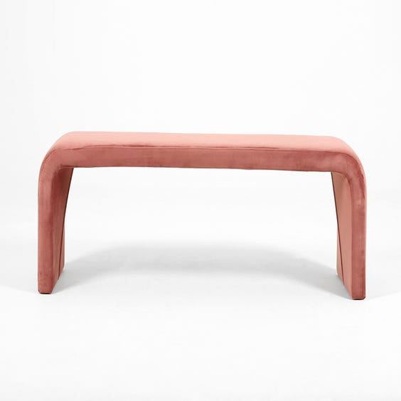 image of Postmodern dusky pink velvet bench