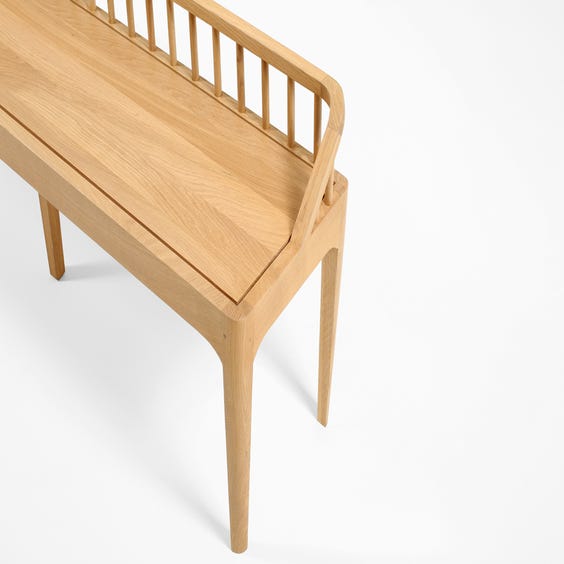 image of Modern oak spindle back bench