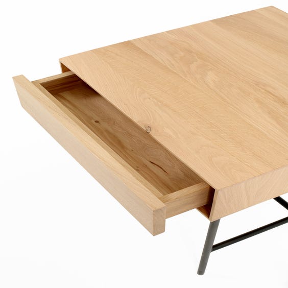 image of Modern oak square bedside table