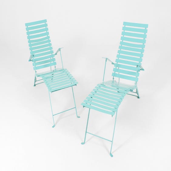image of Turquoise bistro slatted sun lounger