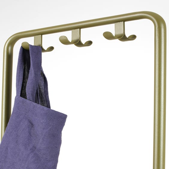 image of Olive green metal coat stand