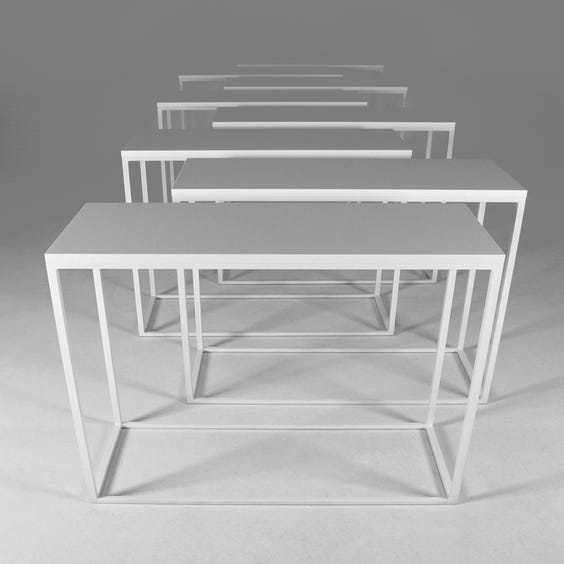 image of Tall white display console table