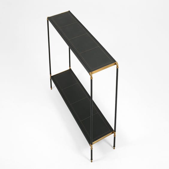 image of Leather and brass console table