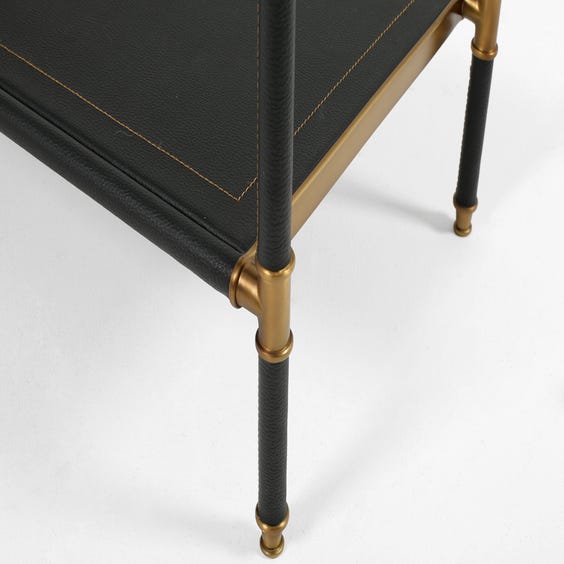 image of Leather and brass console table