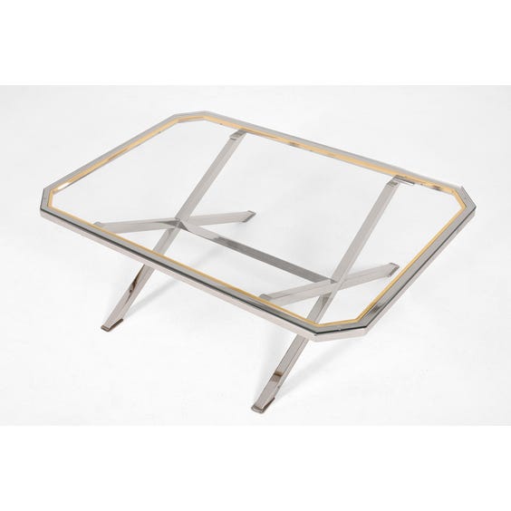 image of 1970s chrome and brass coffee table
