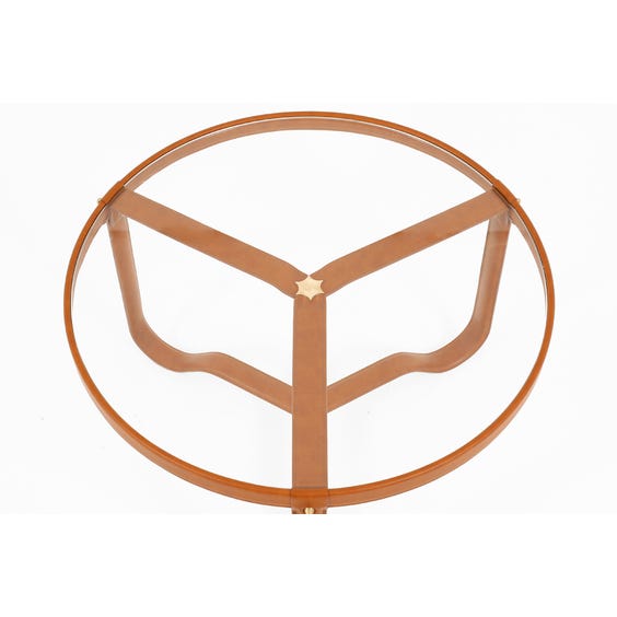 image of Tan leather circular coffee table