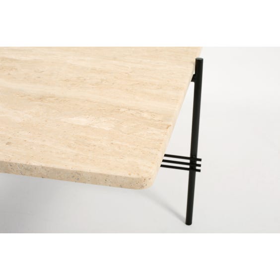 image of Midcentury square travertine coffee table