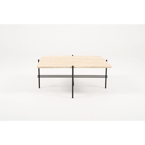 image of Midcentury square travertine coffee table