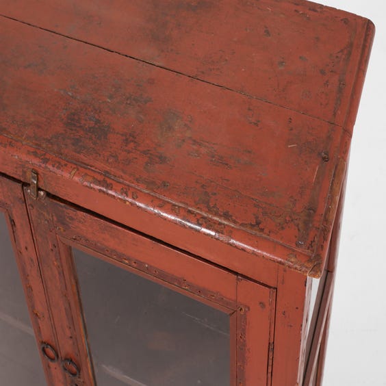 image of Indian glazed red painted cabinet