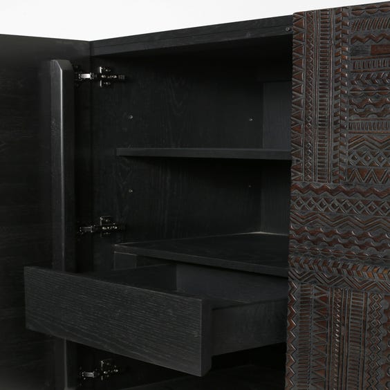 image of Modern ebonised teak credenza cabinet