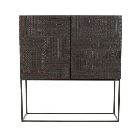 image of Modern ebonised teak credenza cabinet