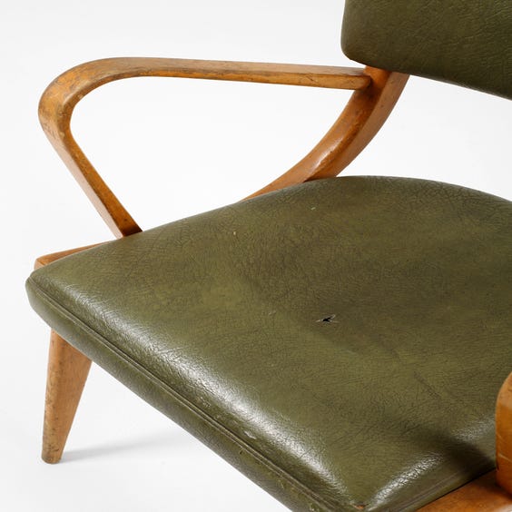 image of 1960s vintage olive vinyl chair