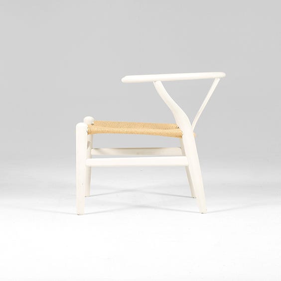 image of Wishbone style white chair