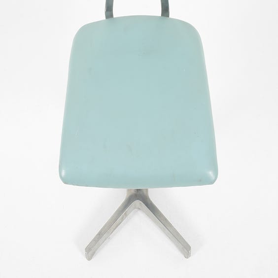 image of Vintage blue leather swivel chair
